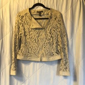 Partial Suede Lined Lace Dress Jacket